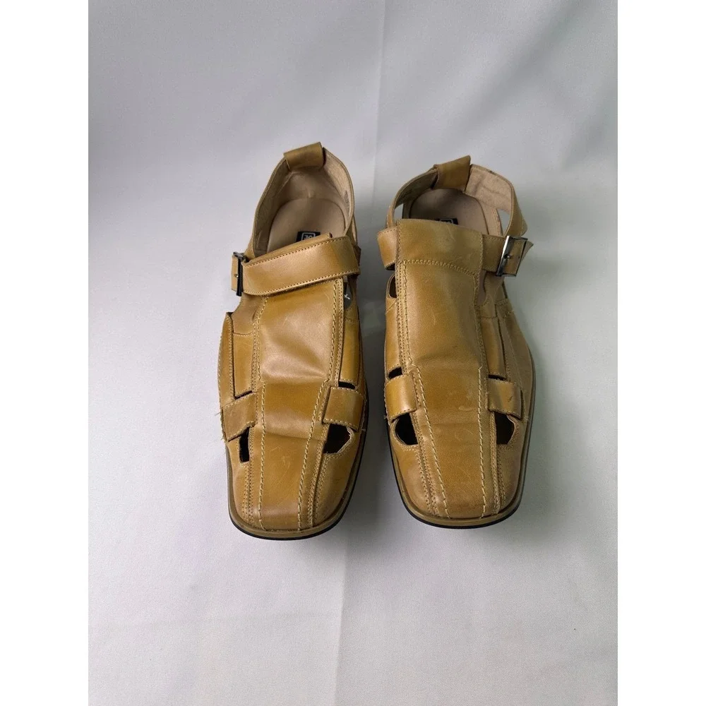 STACY‎ ADAMS Men's 10.5 M Tan Leather Fisherman Buckle Sandals 24658